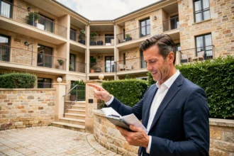 Syndic de copropriété en Nouvelle-Aquitaine devant un immeuble résidentiel typique de la région